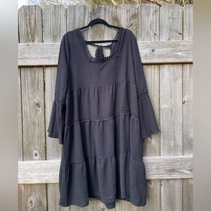 ODDY Black Boho Long Sleeve Dress Sz 2XL